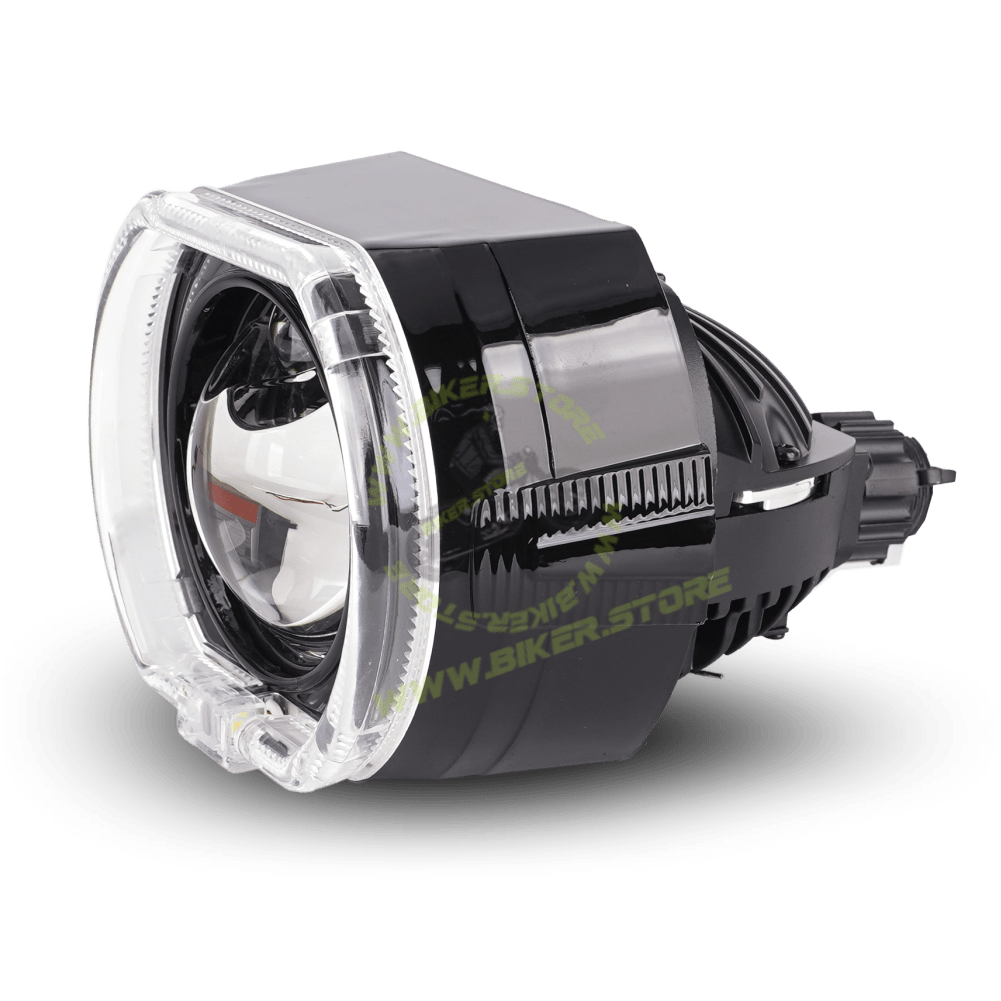 Genome 2.5″ Lazer Platinum Bi-LED Projector (With Black Bezels, White Halos) Headlight Projector - Biker.Store - www.biker.store