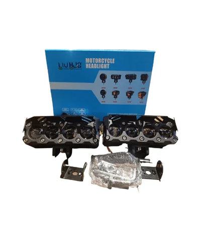 HJG Original Mega Drive 120W 4 Lens Dual Color White/Yellow LED Foglights (Set of 2) - Biker.Store - www.biker.store