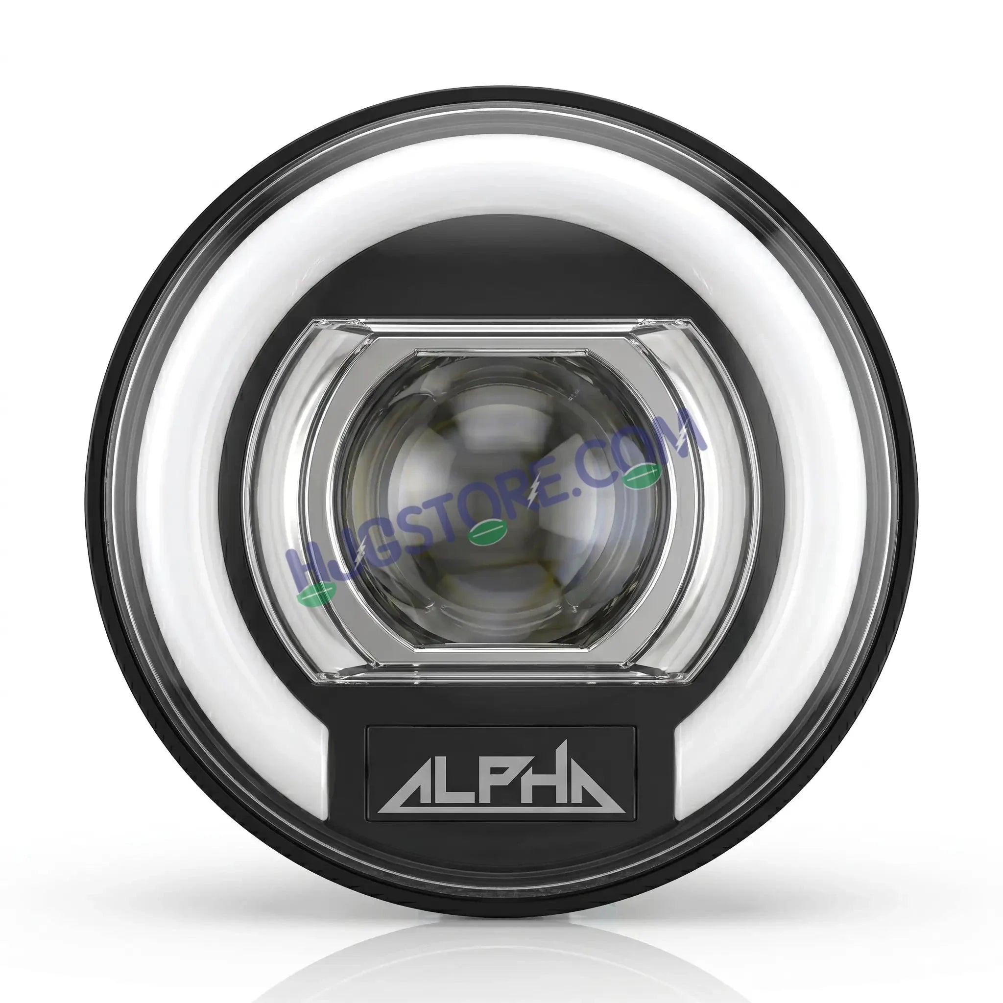 HJG C-325 Alpha 7 Inch Headlight Assembly 128W Projector Ultra Wide Halo Ring C-325 White LED Headlight New Projector Headlight Assembly | 128W CREE/Osram LED Chip Multi DRL Compatible with Royal Enfield, Jeep, Thar, Gypsy - Biker.Store - www.biker.store