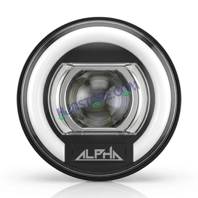 HJG C-325 Alpha 7 Inch Headlight Assembly 128W Projector Ultra Wide Halo Ring C-325 White LED Headlight New Projector Headlight Assembly | 128W CREE/Osram LED Chip Multi DRL Compatible with Royal Enfield, Jeep, Thar, Gypsy - Biker.Store - www.biker.store