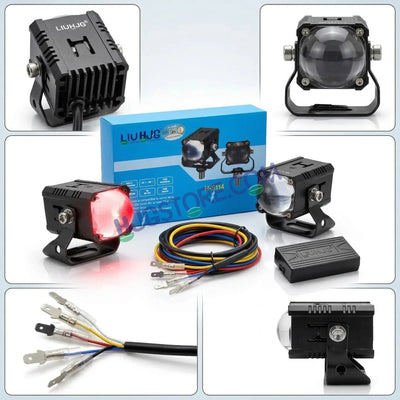 HJG Bezel-less HS114 Foglight Single Condenser Lens 60W Foglight White/Yellow Hi/Lo Red Projector Foglight 60W Foglight Ultra Wide Intensity LED Fog Lights White/Yellow Hi/Lo with Red Devil Fog Universal For All Cars & Bikes LIU HJG HS114 60W Foglight 2pc - HJGstore.com