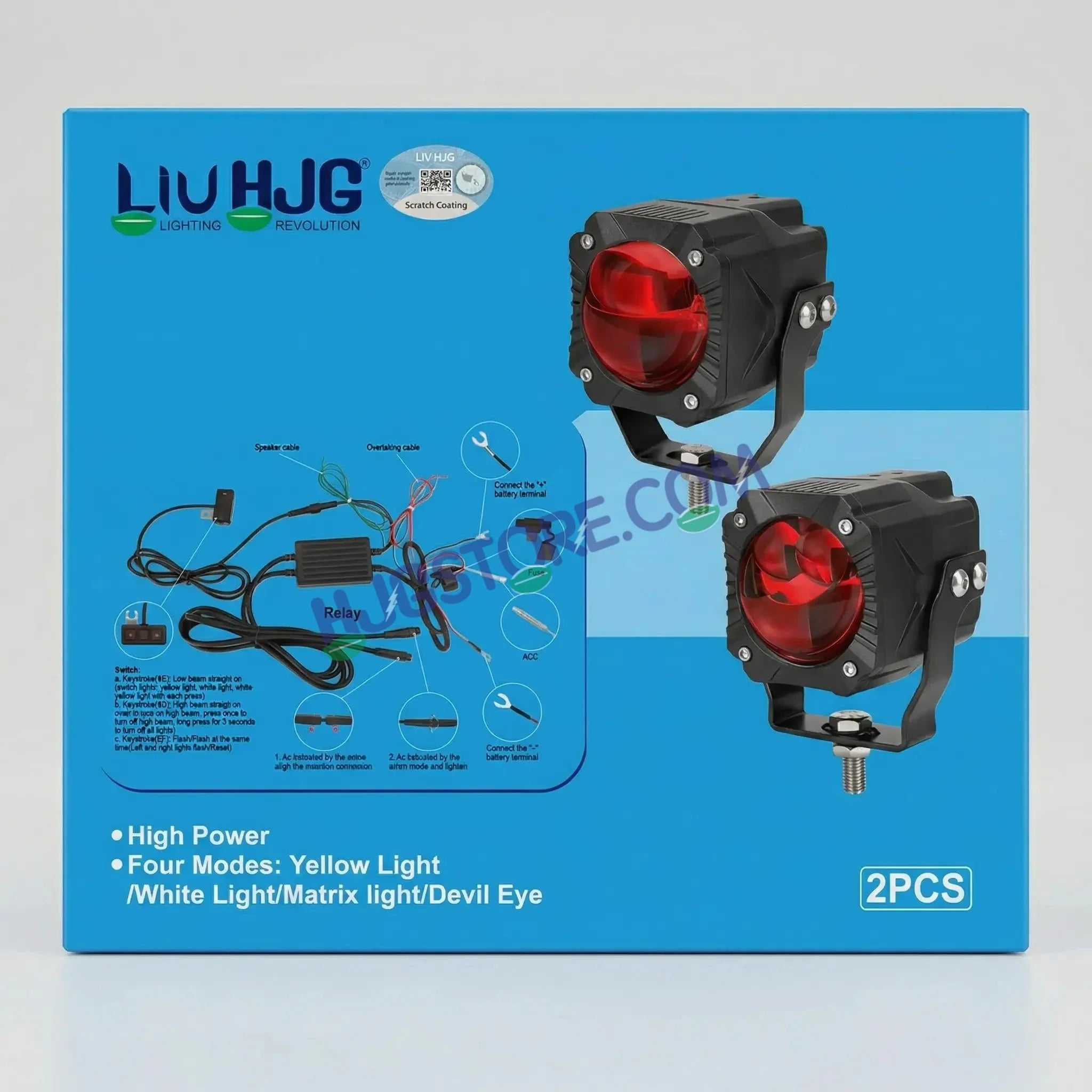 HJG Gorilla V2 Triple Lens Fog with Wiring Harness Kit 120W Gorilla Projector Foglight New Model with Wiring Foglight Ultra Wide Dual Intensity LED Driving Fog Lights White/Yellow 120W Universal For All Cars & Bikes LIU HJG Gorilla V2 Foglight Combo Kit - Biker.Store - www.biker.store