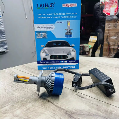 LIU HJG ORIGINAL 300W LED Vehicle Headlight Bulb (2 * 150 WATTS) 2 Pc LED Headlight Bulb H4 150W For All Cars (Low and High Beam Bulbs (White) AC/DC 300Watt) - Type H4 - Biker.Store - www.biker.store