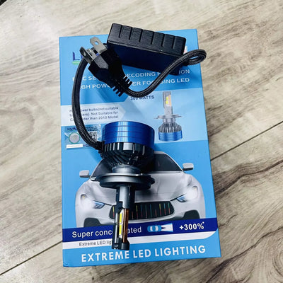 LIU HJG ORIGINAL 300W LED Vehicle Headlight Bulb (2 * 150 WATTS) 2 Pc LED Headlight Bulb H4 150W For All Cars (Low and High Beam Bulbs (White) AC/DC 300Watt) - Type H4 - Biker.Store - www.biker.store