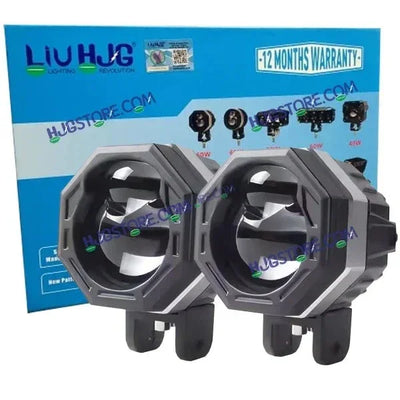 LIUHJG HJG HJG 125 Original Fog Light Hexagon HJG 125 Dual Lens 120W Foglight New Model with Power Adaptor Foglight Ultra Wide Dual Intensity LED Driving Fog Lights White/Yellow (2*60W = 120W Total) Universal For All Cars & Bikes - Biker.Store - www.biker.store