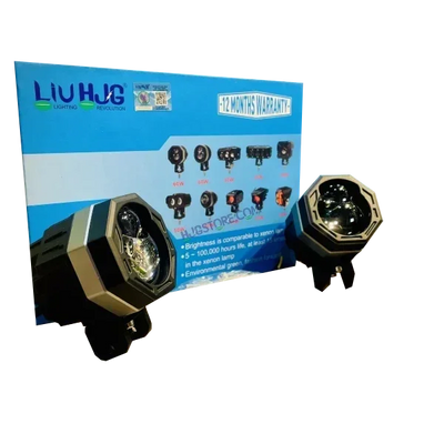HJG 125 P49 Original Fog Light Hexagon Dual Lens 120W Foglight New Model with Power Adaptor Foglight Ultra Wide Dual Intensity LED Driving Fog Lights White/Yellow (2*60W = 120W Total) Universal For All Cars & Bikes - Biker.Store - www.biker.store