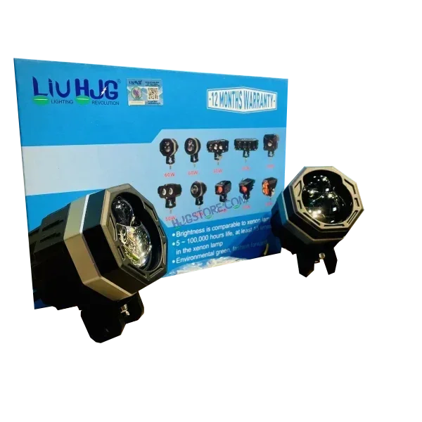 HJG 125 P49 Original Fog Light Hexagon Dual Lens 120W Foglight New Model with Power Adaptor Foglight Ultra Wide Dual Intensity LED Driving Fog Lights White/Yellow (2*60W = 120W Total) Universal For All Cars & Bikes - Biker.Store - www.biker.store