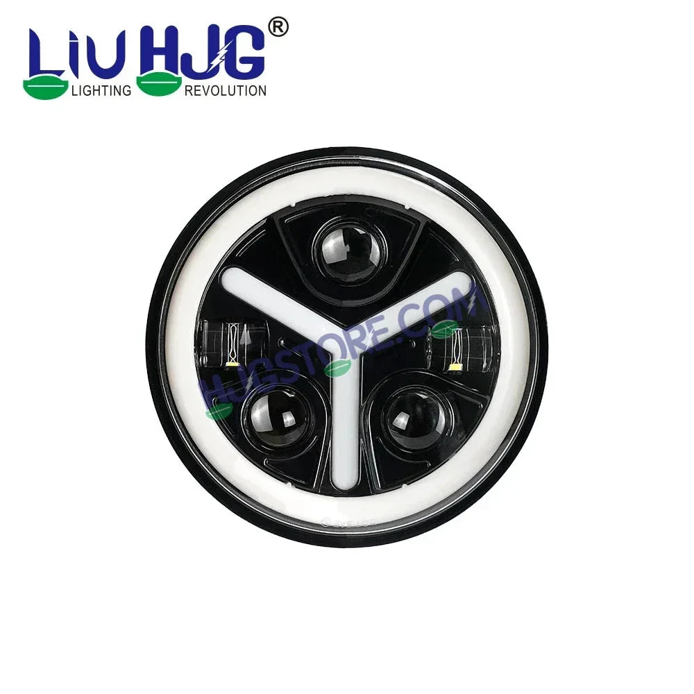 HJG Y Shape 7 Inch Mercedes Benz Headlight Assembly Projector Ultra Wide 7 Inch Headlight Assembly 90W White LED Headlight Assembly for Royal Enfield | 80-100W CREE/Osram LED Chip Multi color White/Yellow Compatible with Royal Enfield, Jeep, Thar, Gypsy - Biker.Store - www.biker.store