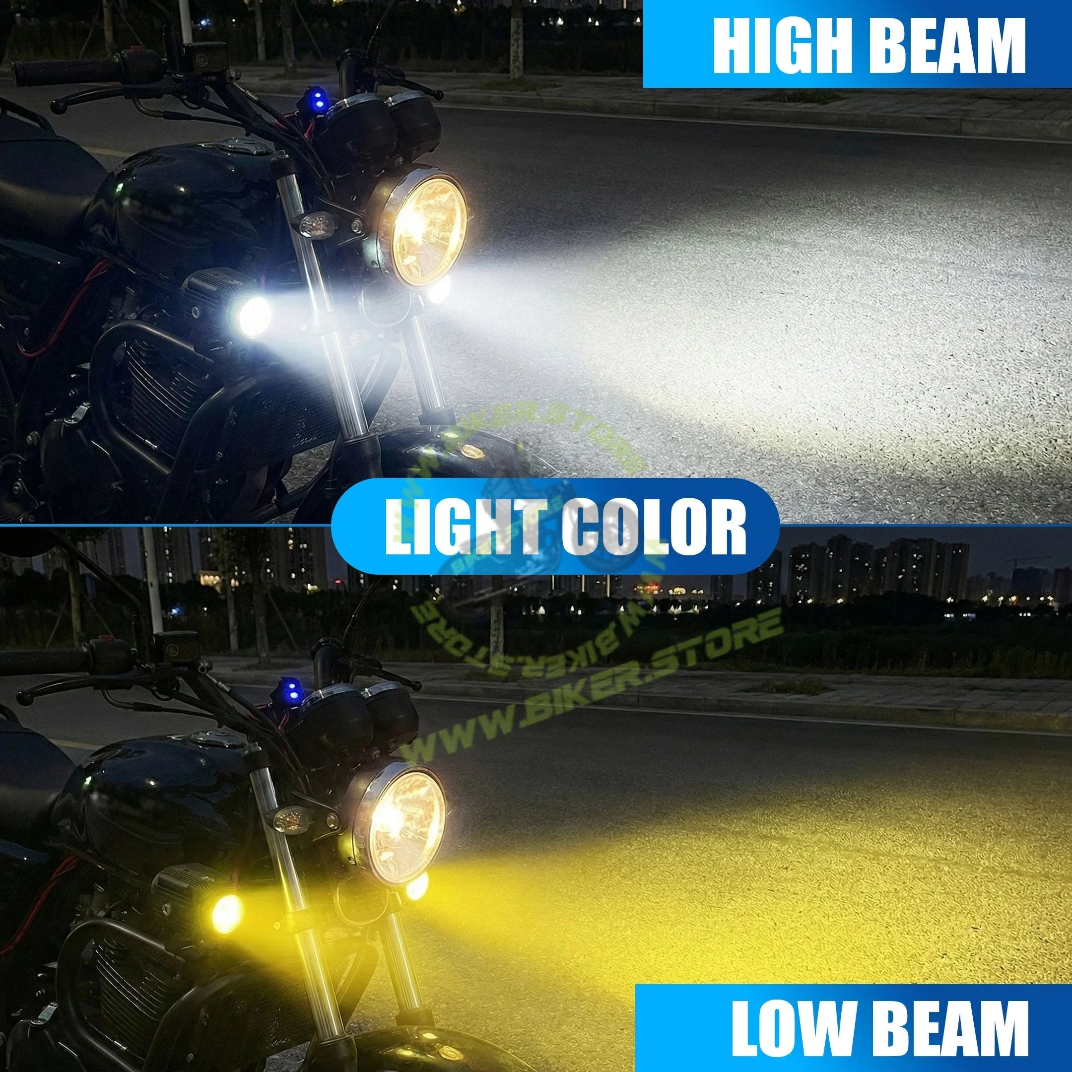MOTO GENIUS Universal 5-LED Mini Drive Fog Light Projector | Dual Color White/Amber | 12V 60W | Waterproof Auxiliary Light for Cars & Bikes - Biker.Store - www.biker.store