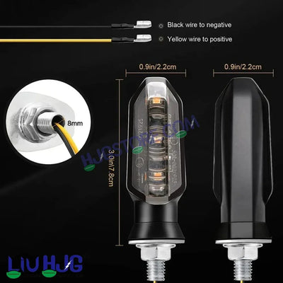HJG 3 LED Small Indicator Yellow Bike Turn Signals Waterproof Flexible Blinker Bright LED Indicators Universal For All Bike Models Motorcycle Turn Signal Lights LIU HJG Small 3 LED Yellow Indicator, Universal for All Bikes & Motorcycles, Pack of 2 - Biker.Store - www.biker.store