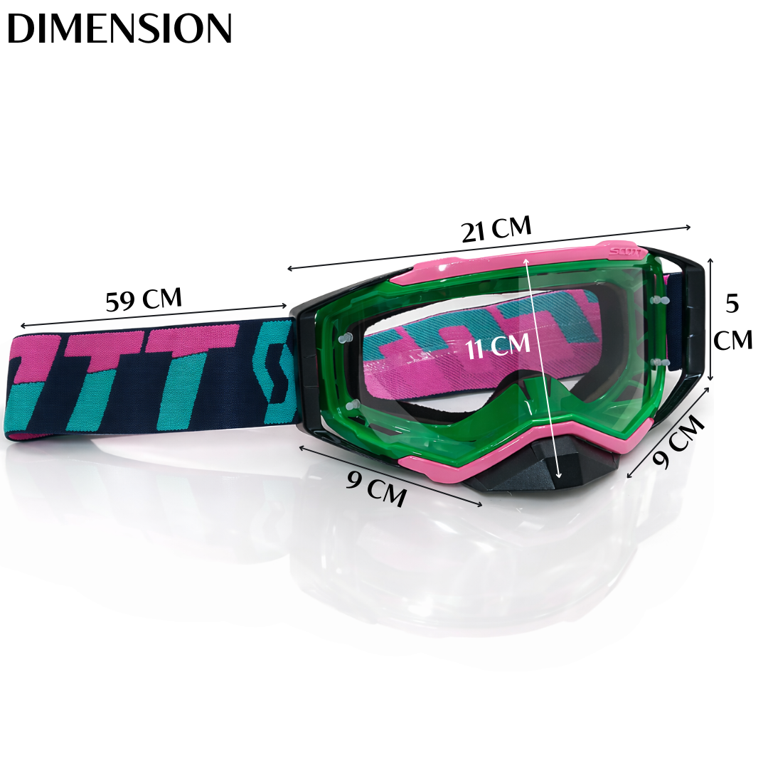 100% Motorcross Goggle for Motorcycle Riding Strong Material UV Protection Clear Vision Lens, Dustproof with Comfortable Foam Padding Adjustable Headband Green Color for Dirt Bike Racing Pack 1 - Biker.Store - www.biker.store