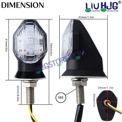 HJG Single LED Small Indicator Yellow Bike Turn Signals Waterproof Flexible Blinker Bright LED Indicators Universal For All Bike Models Motorcycle Turn Signal Lights LIU HJG Small 1 LED Yellow Indicator, Universal for All Bikes & Motorcycles, Pack of 2 - Biker.Store - www.biker.store