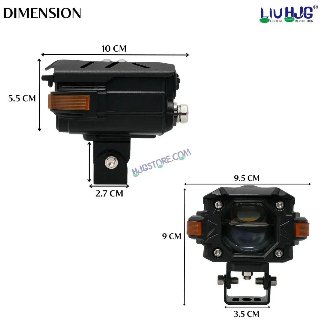 HJG NightBreaker Gorilla Dual Projector Lens Foglight 120W Dual Lens Projector Lens Fog Light 120W Foglight Ultra Wide Dual Intensity LED Fog Lights White/Yellow Universal For All Cars & Bikes Hazard Indicator LIU HJG NightBreaker P107 Fog Red Amber DRL - Biker.Store - www.biker.store