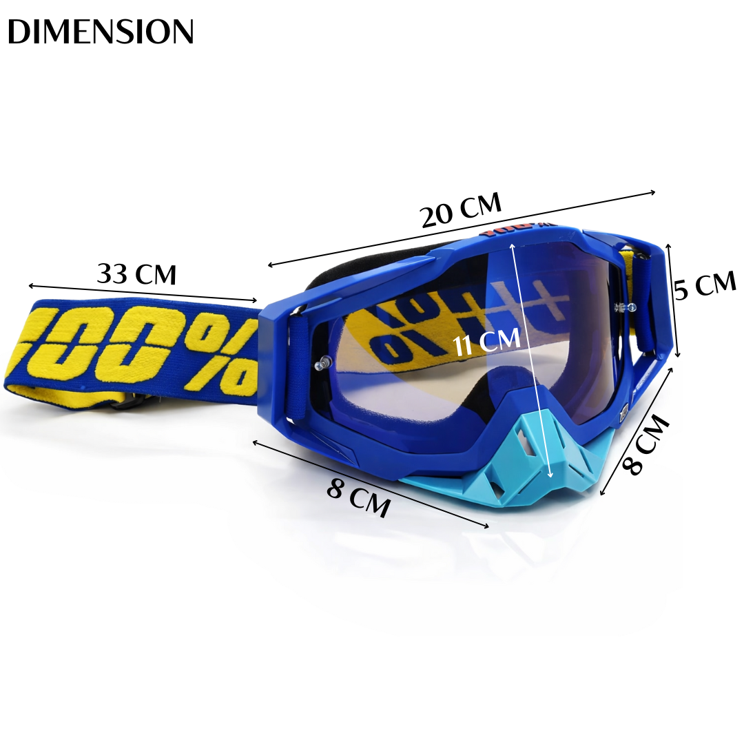100% Upgraded Goggle for Motorcycle Riding Strong Material UV Protection Clear Vision Lens, Dustproof with Comfortable Foam Padding Adjustable Headband Blue Color for Dirt Bike Racing Pack 1 - Biker.Store - www.biker.store