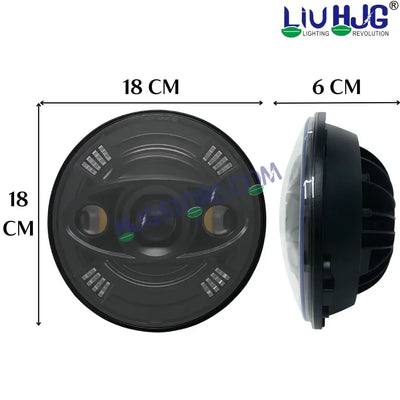HJG New 100W Tri Projector 7 Inch Headlight Assembly C-194 100W White LED Headlight New Model 3 Projector Lens Headlight Assembly for Royal Enfield | 80-100W CREE/Osram LED Chip Multi color White/Yellow Compatible with Royal Enfield, Jeep, Thar, Gypsy - Biker.Store - www.biker.store