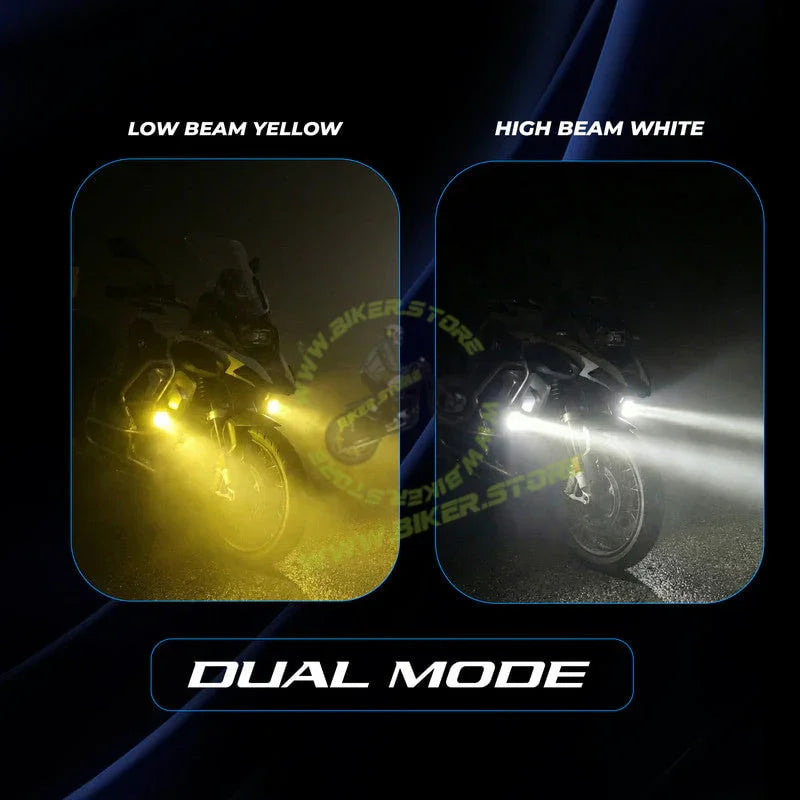 MOTO GENIUS Single LED Future Eye Fog Light 60W with Switch & Wiring Harness, Low/High Beam Combo, IP67 Waterproof, High-Brightness Auxiliary Driving Light (Pack of 2) - Biker.Store - www.biker.store