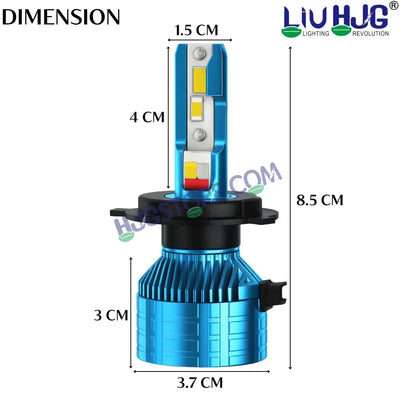 HJG M2 Mini Remote Control RGB 80W White/Yellow/Red/Blue/Flash H4 Dual Beam LED Bulb AC/DC Headlight LED Bulb Remote Control Hi/Lo 80W H4 LED for Bike Car Light H4 LED with Fan 12V/24V for Bike/Car, Set of 1, 8000 LM 80W, White/Yellow Hi/Lo RGB Remote - Biker.Store - www.biker.store