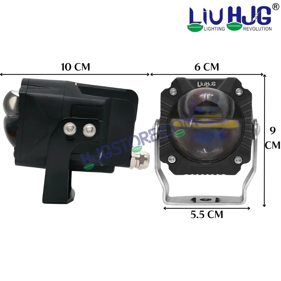 HJG Gorilla Fog with Wiring Harness Kit Combo Dual Lens 120W Gorilla Projector Foglight New Model with Wiring Foglight Ultra Wide Dual Intensity LED Driving Fog Lights White/Yellow 120W Universal For All Cars & Bikes LIU HJG Gorilla Foglight Combo Kit - Biker.Store - www.biker.store