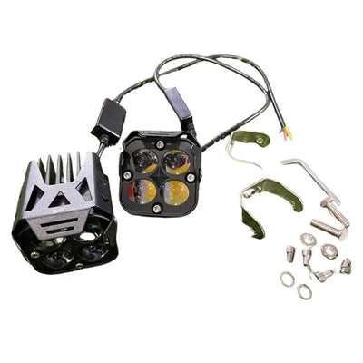 HJG 4X4 Original Devil Eye (3 in 1) Fog Light 120W (Red + White + Yellow) 4 LED Laser Spotlight For Bike/Car/Thar/Jeep (Pair) - Biker.Store - www.biker.store