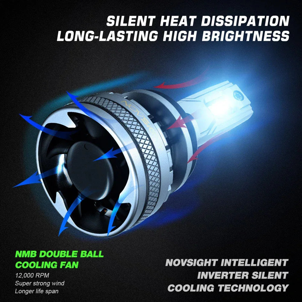 NightEye NovSight A500-N37 H7 DC9-32V LED Headlight H7 Two Pin 22000LM LED Car Lights Bulbs 6500K High & Low Beam 120W/Pair Super Bright - H7 - Biker.Store - www.biker.store