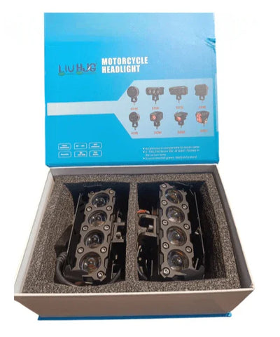 HJG Original Mega Drive 120W 4 Lens Dual Color White/Yellow LED Foglights (Set of 2) - Biker.Store - www.biker.store
