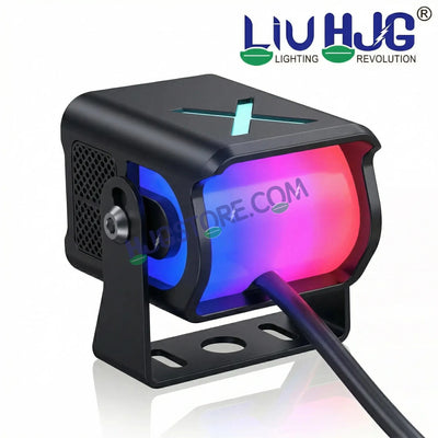 HJG X Drive Mini RGB Foglights with RGB Backlit DRL 40W Fog Light 4000LM Dual Color (3000K Yellow/6000K White) Projector Driving Lamp | Dynamic RGB Backlit DRL (8 Modes) | Wide Beam Auxiliary Light with Inline Ballast for Motorcycle, Bike & SUV - Biker.Store - www.biker.store
