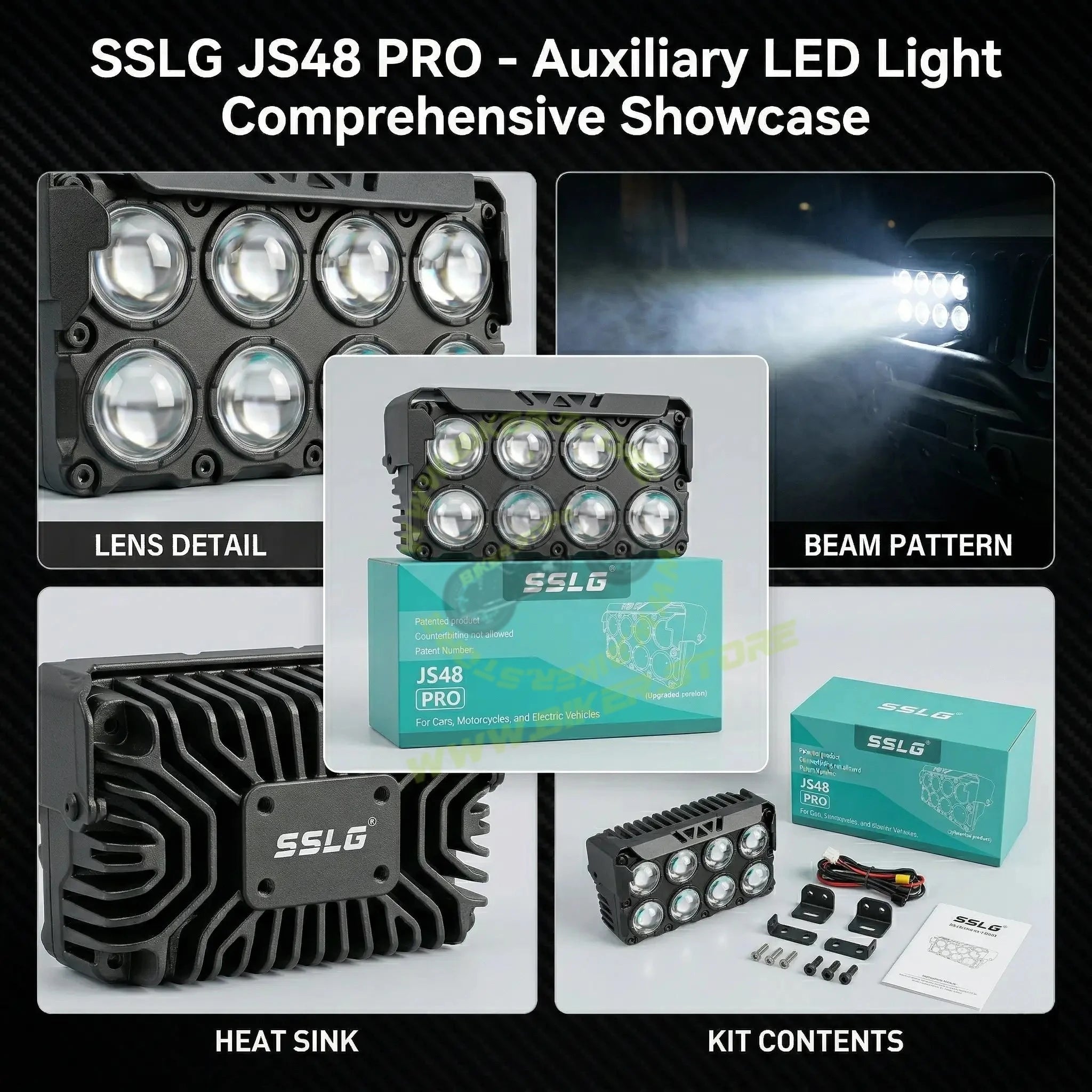 SSLG 8 Lens JS48 PRO 50W FOG LIGHT| Dual Colour Mode White/Yellow with Flashing Mode| Red/Blue Devil Eye Mode (Pack of 1) SSLG JS48 PRO Foglight - Biker.Store - www.biker.store