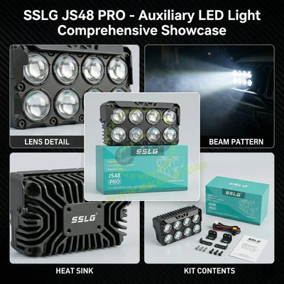 SSLG 8 Lens JS48 PRO 50W FOG LIGHT| Dual Colour Mode White/Yellow with Flashing Mode| Red/Blue Devil Eye Mode (Pack of 1) SSLG JS48 PRO Foglight - Biker.Store - www.biker.store