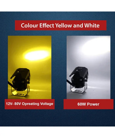 HJG Original Single Spot Beam Mini LED Projector Spotlight 60W Foglight 2Pcs LED Motorcycle Fog Light Driving Spot Lamp Yellow/White (8V-80V,60 Watt) - Biker.Store - www.biker.store