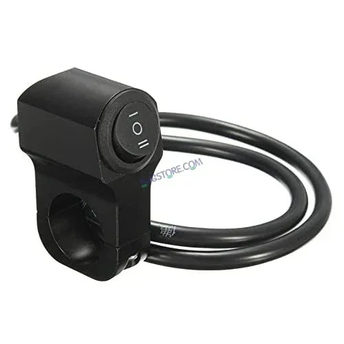 HJG Handlebar Switch 3 Way Universal 12V Handlebar CNC Metal Switch (3-Way) for All Bikes and Motorcycles HJG On-Off-On Headlight Fog Brake Light Switch Fit For All Motorcycles (Black) - Biker.Store - www.biker.store