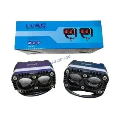 HJG 2 LED Foglight Bar with Red Ring DRL, White, Yellow | Dual Lens Fog Lamp With Red DRL | Mini Drive Fog LED Lights (Pack of 2) - Biker.Store - www.biker.store