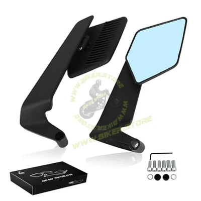 Aerodynamic Stealth Max Wing Bar End Mirrors Motorcycle Bar End Side Mirrors, Universal Aluminium Alloy, Compatible with Most Bikes - Biker.Store - www.biker.store