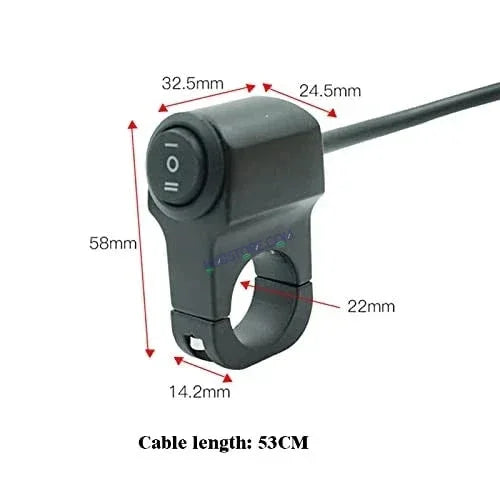 HJG Handlebar Switch 3 Way Universal 12V Handlebar CNC Metal Switch (3-Way) for All Bikes and Motorcycles HJG On-Off-On Headlight Fog Brake Light Switch Fit For All Motorcycles (Black) - Biker.Store - www.biker.store