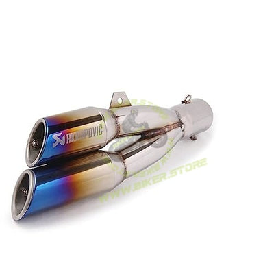 Akrapovic Replica Double Barrel Exhaust Universal Stainless Steel Slip On (38mm-51mm) Motorcycle Exhaust Muffler Pipe with DB Killer For All Bikes(Rainbow Multi-colour) - Biker.Store - www.biker.store