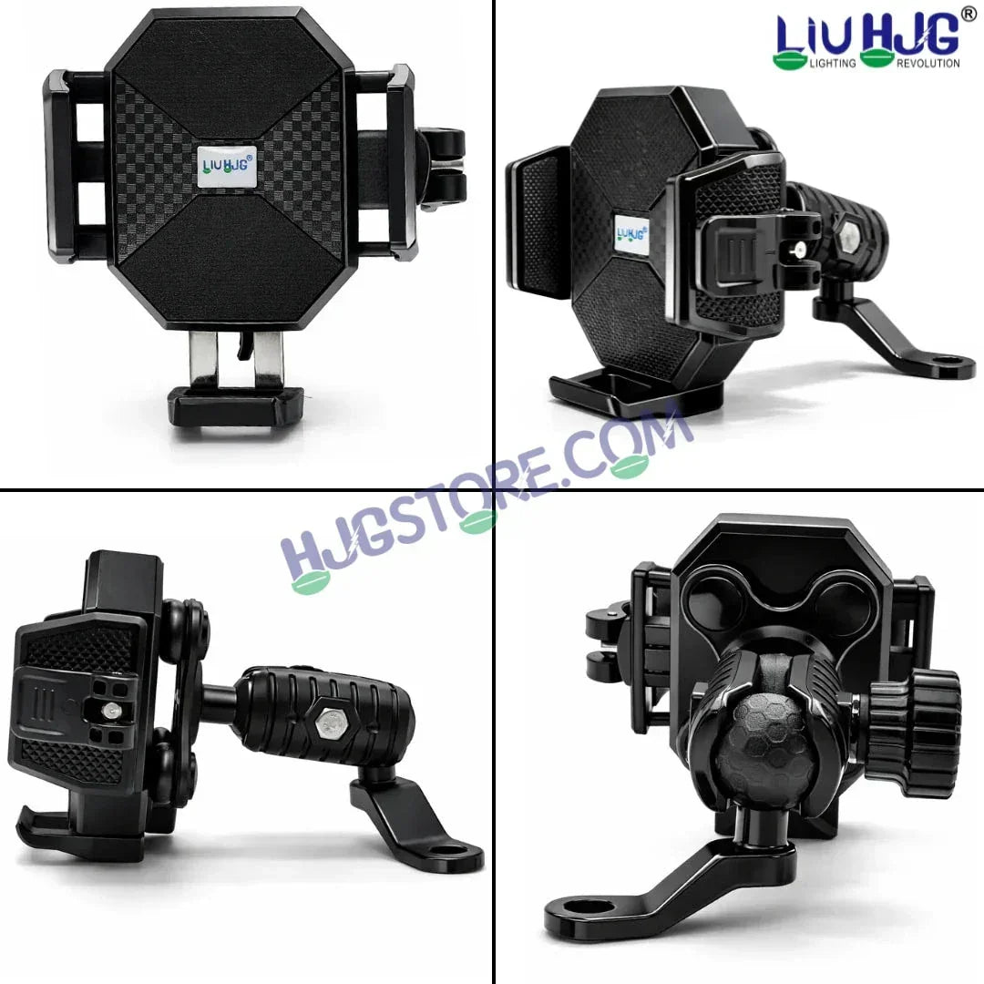 HJG Hexagon R6 Mobile Holder with Mirror Mount for Bike and Scooter, Two Wheelers Universal HJG Hexagon R6 Mirror Mount Mobile Holder Anti-Theft Mobile Holder 360 Degree Rotation Adjustable Size and Locking System LIU HJG Hexagon R6 Mirror Mount Holder - Biker.Store - www.biker.store