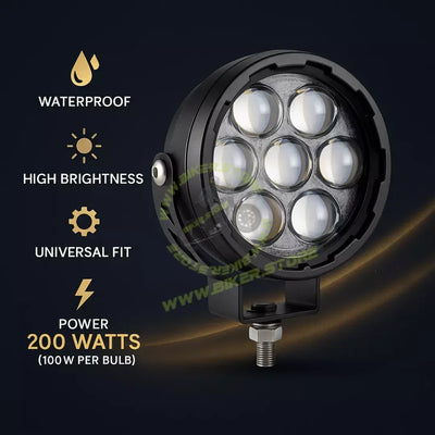 CYT 7 LED Super Bright Fog Light Waterproof & Heat Dissipation High Beam/Low Beam Yellow & White Light Reflection Power 200W 12V DC Power Universal fit all Bikes & Car (Pack of 2) - Biker.Store - www.biker.store