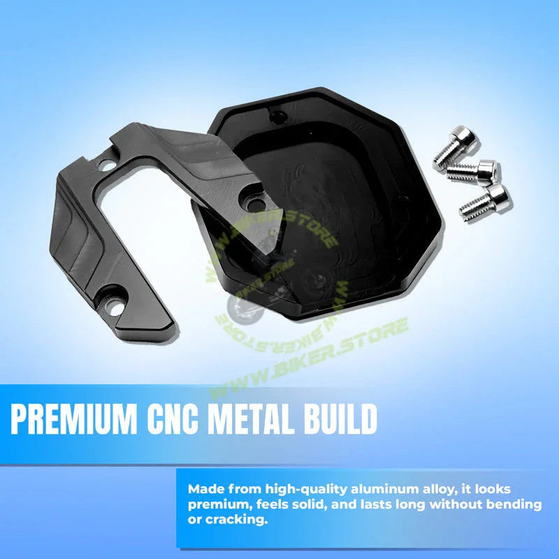MG Universal Aluminum Two Wheeler Kickstand Extender | Side Stand Extension Pad Support Plate | Anti-Skid Enlarged Base Foot for Scooty Stability - Biker.Store - www.biker.store