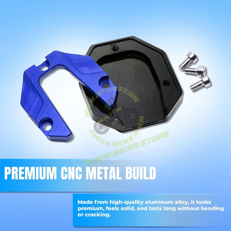 MG Universal Aluminum Two Wheeler Kickstand Extender | Side Stand Extension Pad Support Plate | Anti-Skid Enlarged Base Foot for Scooty Stability - Biker.Store - www.biker.store