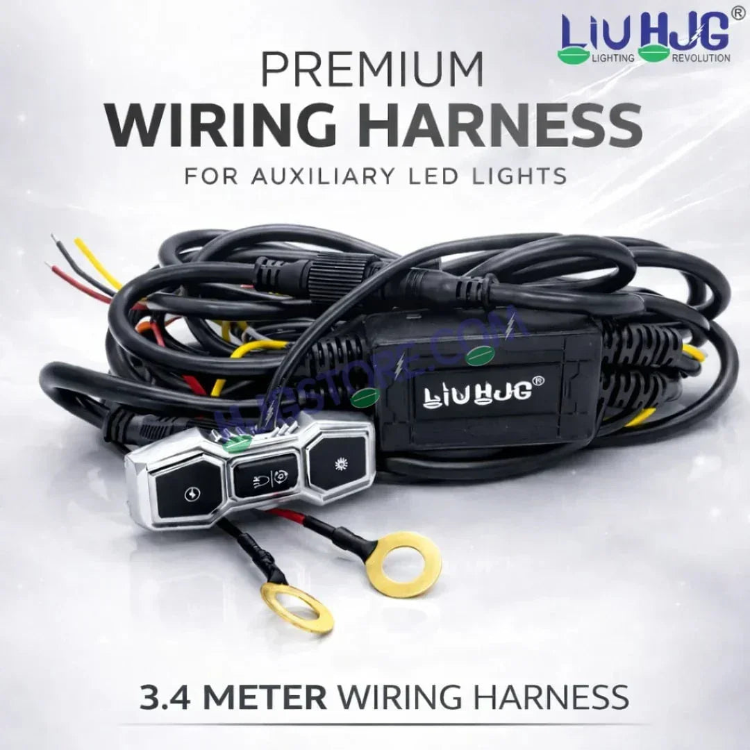 HJG 3 Pin Premium Copper Heavy Duty Wiring Harness Kit 3 Pin 3.4 Meter Wire with Heavy Duty Metal Switch Copper, Included Couplers and Canbus - Foglight Wiring Harness Kit (2 Colour, 3 Wire) LIU HJG 3 Pin Premium Copper Wiring Harness Kit Coupler Fitting - Biker.Store - www.biker.store