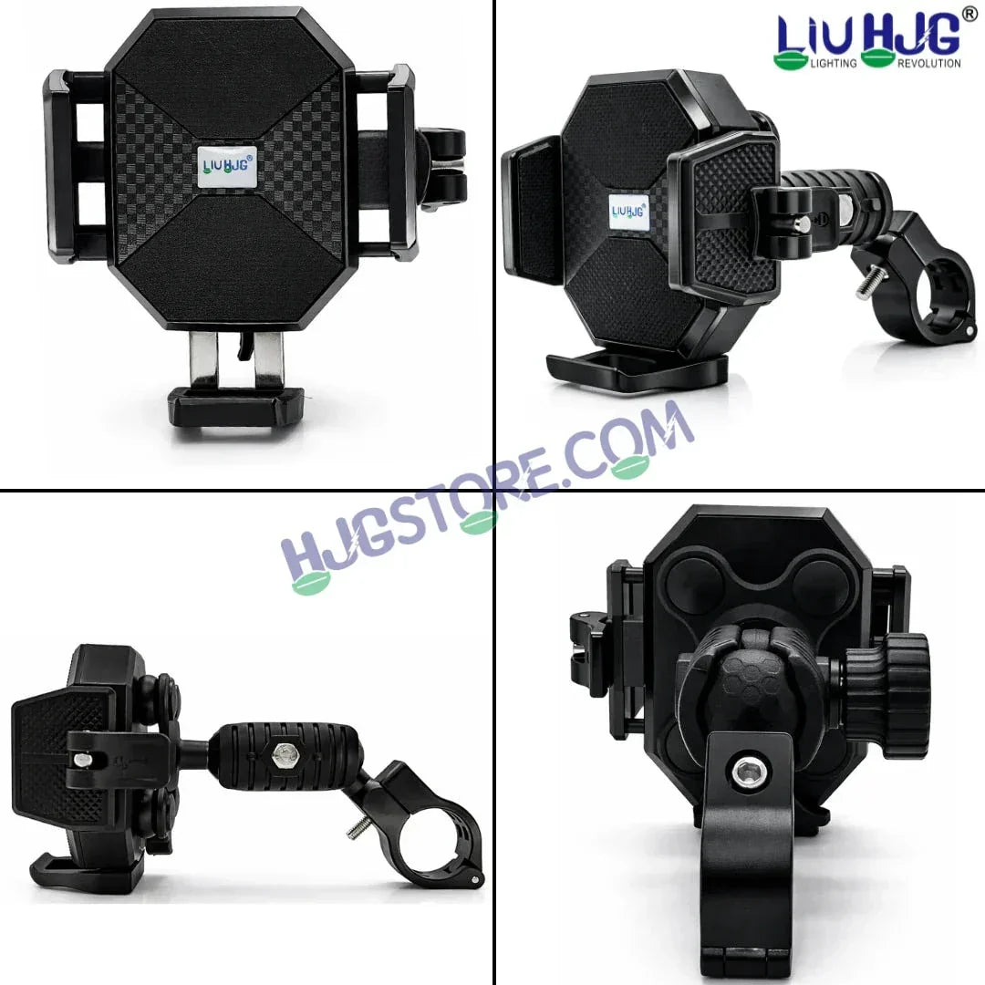 HJG Hexagon R6 Mobile Holder with Handlebar Mount for Bike, Two Wheelers Universal HJG Hexagon R6 Handlebar Mount Mobile Holder Anti-Theft Mobile Holder 360 Degree Rotation Adjustable Size and Locking System LIU HJG Hexagon R6 Bike Handlebar Mount Holder - Biker.Store - www.biker.store
