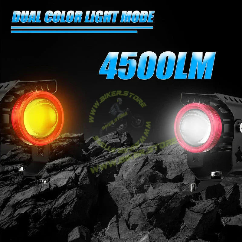 MOTO GENIUS JX100 2 LED Fog Lights for Motorcycles | High-Intensity Titanium LED Pair | Wide-Beam Night & Fog Riding Lights | Waterproof Auxiliary Driving Lamps(Pack of 2) - Biker.Store - www.biker.store