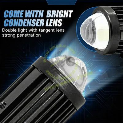 MOTO GENIUS Motorcycle LED Fog Light 50W, Universal Bike Auxiliary Headlamp, Compact High-Power LED Fog Lamp, Waterproof & Durable (Pack of 2) - Biker.Store - www.biker.store