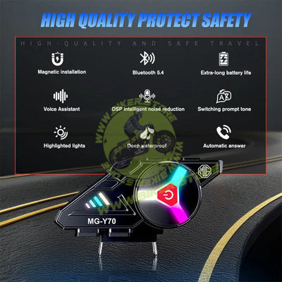 MOTO GENIUS Y70 High Version Motorcycle Wireless Helmet Bluetooth Headset V5.3 – Hands-Free Speaker, Outdoor Riding, Intercom, Music & Call Support - Biker.Store - www.biker.store