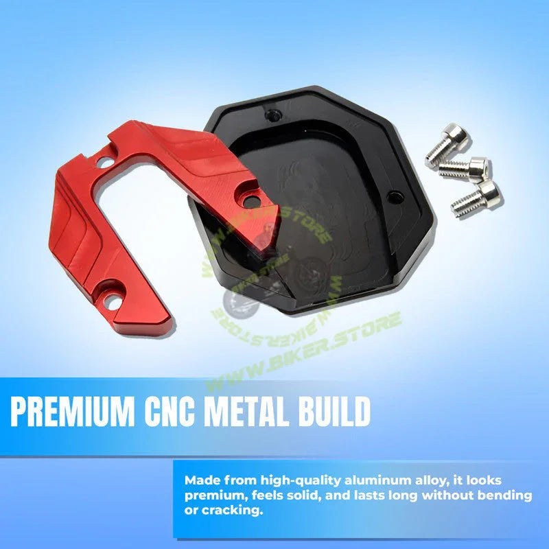 MG Universal Aluminum Two Wheeler Kickstand Extender | Side Stand Extension Pad Support Plate | Anti-Skid Enlarged Base Foot for Scooty Stability - Biker.Store - www.biker.store