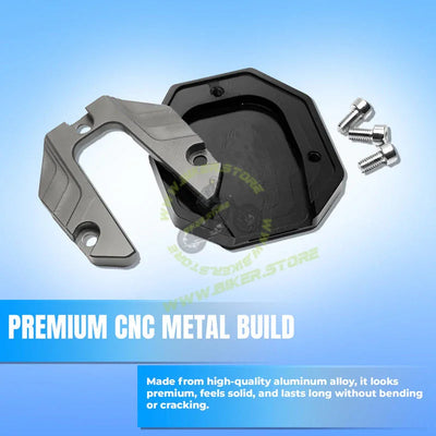 MG Universal Aluminum Two Wheeler Kickstand Extender | Side Stand Extension Pad Support Plate | Anti-Skid Enlarged Base Foot for Scooty Stability - Biker.Store - www.biker.store