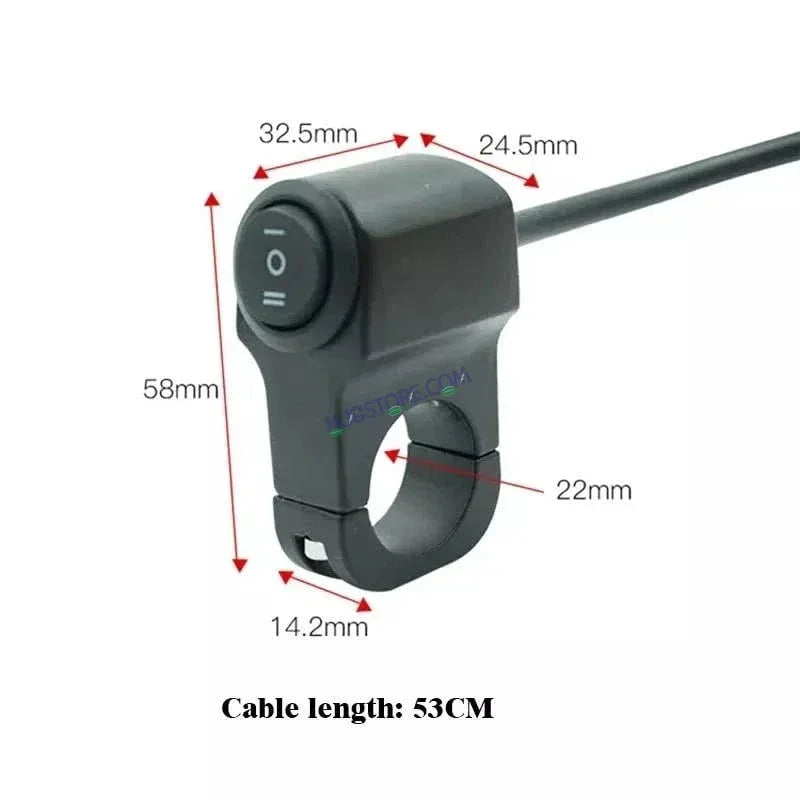HJG Handlebar Switch 3 Way Universal 12V Handlebar CNC Metal Switch (3-Way) for All Bikes and Motorcycles HJG On-Off-On Headlight Fog Brake Light Switch Fit For All Motorcycles (Black) - Biker.Store - www.biker.store