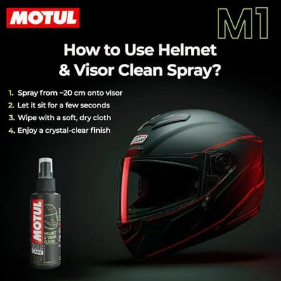 Motul Helmet Care Kit -Helmet Visor & Interior Cleaner Spray with Bactericide Sanitizer|100ml Each|Suitable for All Helmets - Biker.Store - www.biker.store