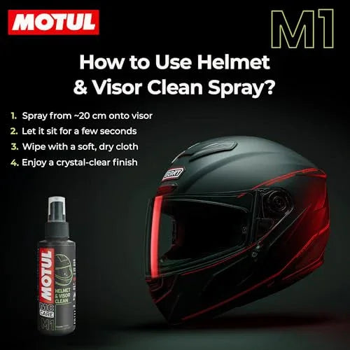 Motul Helmet Care Kit -Helmet Visor & Interior Cleaner Spray with Bactericide Sanitizer|100ml Each|Suitable for All Helmets - Biker.Store - www.biker.store