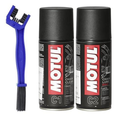 Chain Cleaner C1 (150 ml) & Chain Lube Road C2 (150 ml) Chain Cleaner Brush | Chain Oil (300 ml, Pack of 3) - Biker.Store - www.biker.store