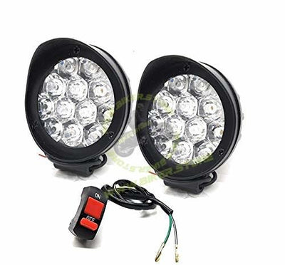CYT LED Fog Lights for Bikes and Cars High Power, Heavy clamp and Strong ABS Plastic. (12 led Cap Set of 2) (with 1 Button) - Biker.Store - www.biker.store